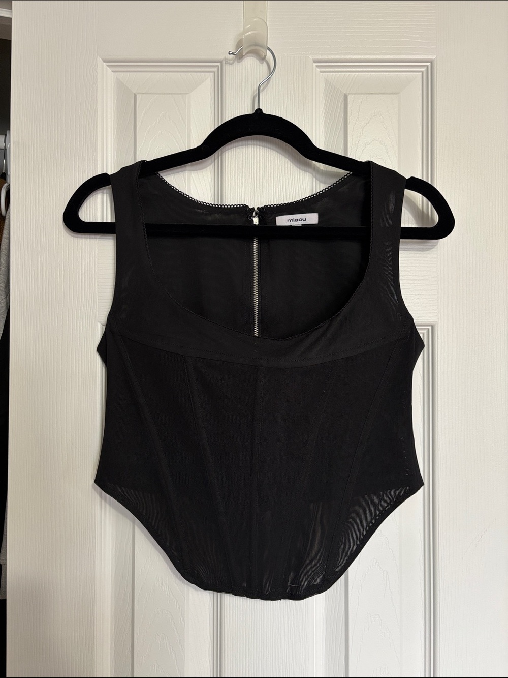 Miaou Campbell Black Structured Sleeveless Corset Top